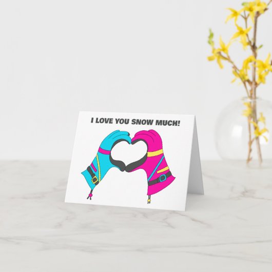 Ski Glove Skiing Threading Valentijnsdag Kaart (Gele Bloem)