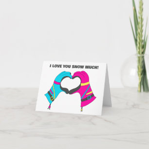 Ski Glove Skiing Threading Valentijnsdag Kaart