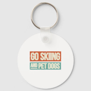 Ski Go Skiën en Huisdier Honden - Skier Sleutelhanger