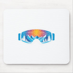 Ski Goggles Art Natuur Bergen Minimalistisch Skiën Muismat