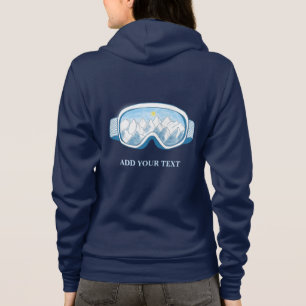 Ski Goggles Illustratie Gepersonaliseerde Navy Blu Hoodie