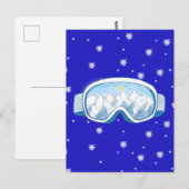 Ski Goggles met reflectie op de bergen Briefkaart (Voorkant / Achterkant)