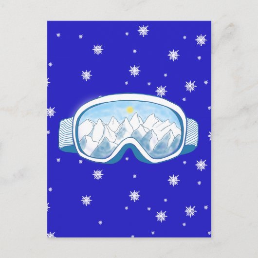 Ski Goggles met reflectie op de bergen Briefkaart (Voorkant)