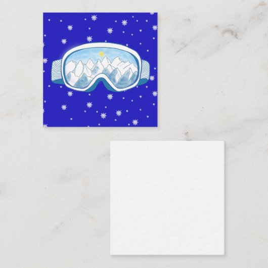 Ski Goggles met reflectie op de bergen Informatiekaartje (Voorkant / Achterkant)