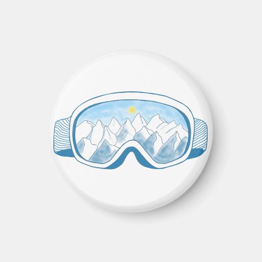 Ski Goggles Mountain Reflection Illustratie Magneet (Voorkant)