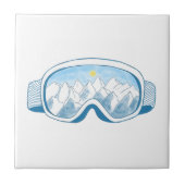 Ski Goggles Mountain Reflection Illustratie Tegeltje (Voorkant)