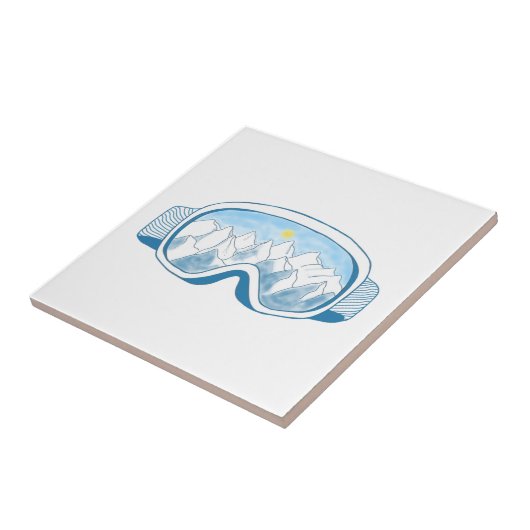 Ski Goggles Mountain Reflection Illustratie Tegeltje (Zijkant)