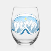 Ski Goggles Mountain Reflection Sky Bleek Blue Wijnglas Zonder Voet (Achterkant)