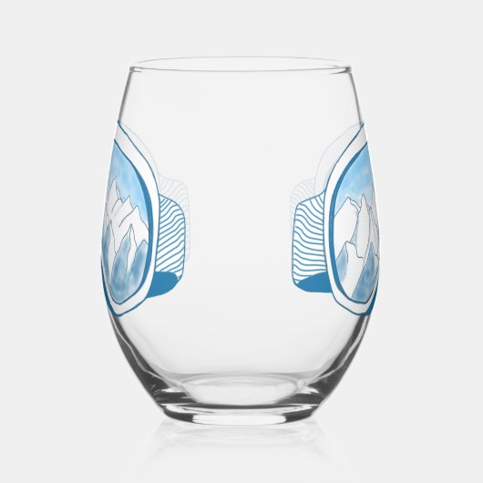 Ski Goggles Mountain Reflection Sky Bleek Blue Wijnglas Zonder Voet (Rechts)