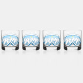 Ski Goggles Mountain Reflection Sky Blue Set 4 Whisky Glas (Achterkant)