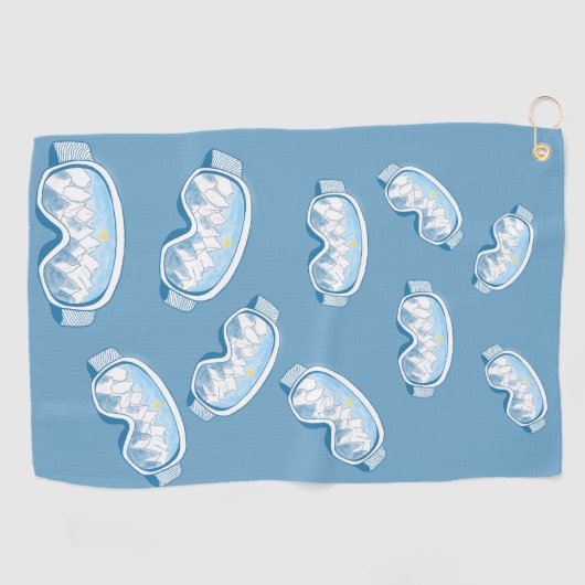 Ski Goggles Mountain Reflections Illustration Golfhanddoek (Horizontaal)