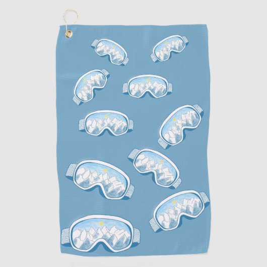 Ski Goggles Mountain Reflections Illustration Golfhanddoek (Voorkant)