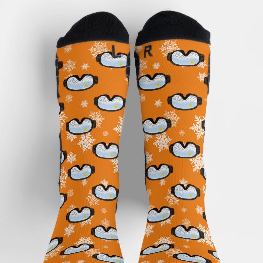 Ski Goggles Mountain Skier Snowboarder Sinaasappel Sokken (Top)