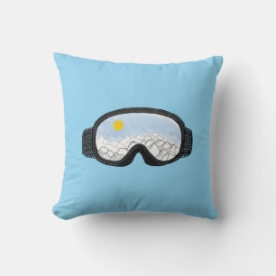Ski Goggles Mountain Uitzicht Illustration Light B Kussen