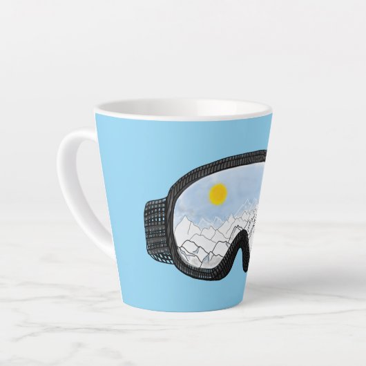 Ski Goggles Mountain Uitzicht Illustration Light B Latte Mok (Linkerhoek)