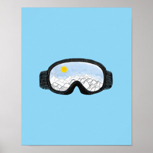 Ski Goggles Mountain Uitzicht Illustration Light B Poster