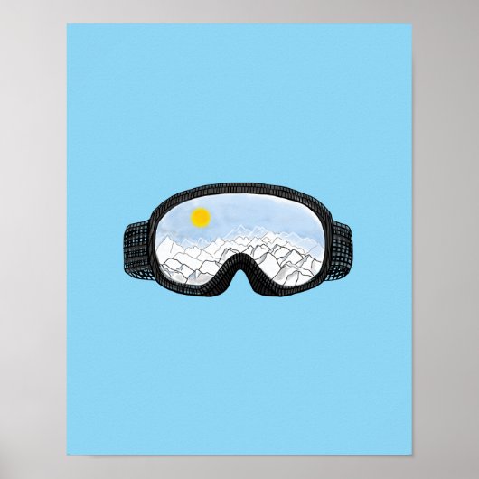 Ski Goggles Mountain Uitzicht Illustration Light B Poster (Voorkant)