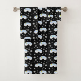 Ski Goggles Mountain Uitzicht Snowflakes Black Bad Handdoek