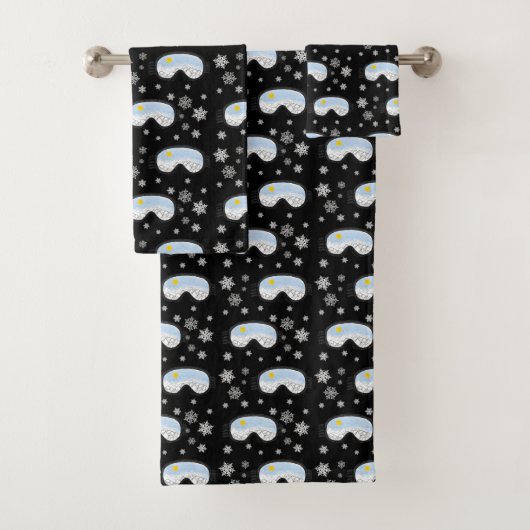 Ski Goggles Mountain Uitzicht Snowflakes Black Bad Handdoek (Insitu)
