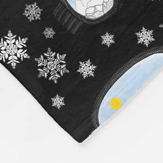 Ski Goggles Mountain Uitzicht Snowflakes Black Fleece Deken (Hoek)