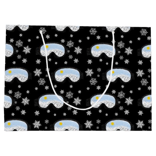 Ski Goggles Mountain Uitzicht Snowflakes Black Groot Cadeauzakje (Achterkant)