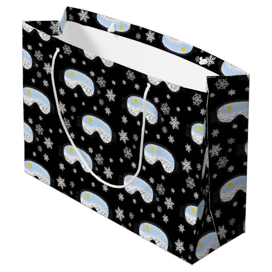 Ski Goggles Mountain Uitzicht Snowflakes Black Groot Cadeauzakje (Achterkant Gekanteld)