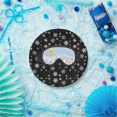 Ski Goggles Mountain Uitzicht Snowflakes Black Papieren Bordje (Feest)