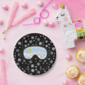 Ski Goggles Mountain Uitzicht Snowflakes Black Papieren Bordje (Feest)