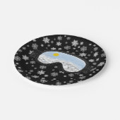 Ski Goggles Mountain Uitzicht Snowflakes Black Papieren Bordje (Gekanteld)