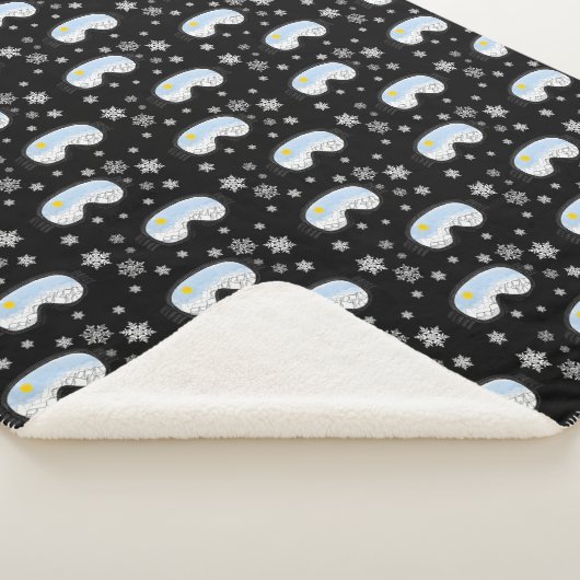 Ski Goggles Mountain Uitzicht Snowflakes Black Sherpa Deken (3/4)