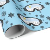Ski Goggles Mountain Uitzicht Snowflakes Blue Cadeaupapier (Rol Hoek)
