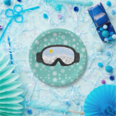 Ski Goggles Mountain Uitzicht Snowflakes Blue Papieren Bordje (Feest)