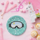 Ski Goggles Mountain Uitzicht Snowflakes Blue Papieren Bordje (Feest)