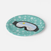Ski Goggles Mountain Uitzicht Snowflakes Blue Papieren Bordje (Gekanteld)