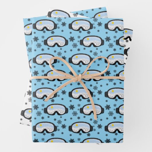 Ski Goggles Mountain Uitzicht Snowflakes Illustrat Inpakpapier Vel (In situ)