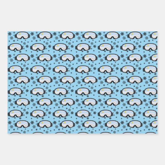 Ski Goggles Mountain Uitzicht Snowflakes Illustrat Inpakpapier Vel (Voorkant)