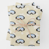 Ski Goggles Mountain Uitzicht Snowflakes Off White Inpakpapier Vel (In situ)