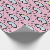Ski Goggles Mountain Uitzicht Snowflakes Roze Cadeaupapier (Hoek)