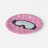 Ski Goggles Mountain Uitzicht Snowflakes Roze Papieren Bordje (Gekanteld)