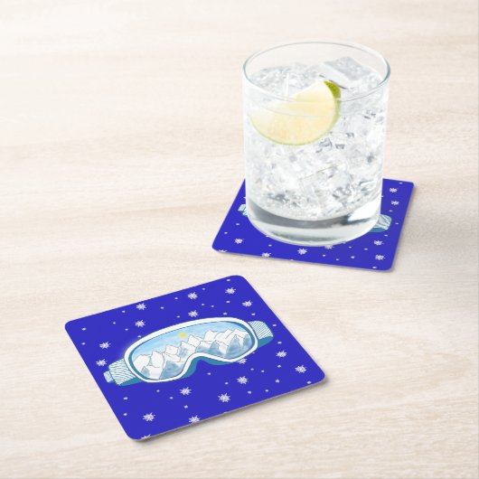 Ski Goggles Snowflake Dance Kartonnen Onderzetters (Insitu)