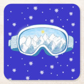 Ski Goggles Snowflake Dance Kartonnen Onderzetters (Voorkant)