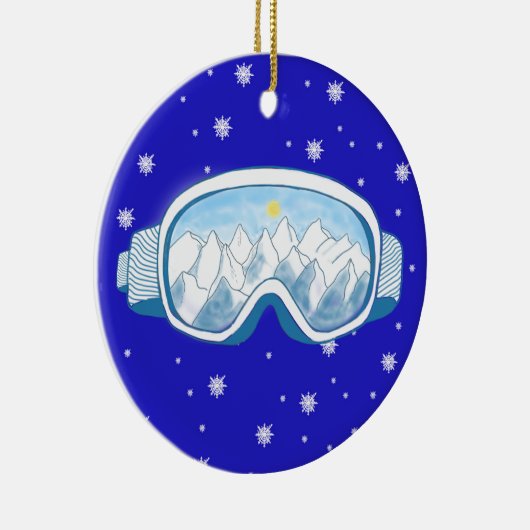 Ski Goggles Snowflake Dance Keramisch Ornament (Rechts)