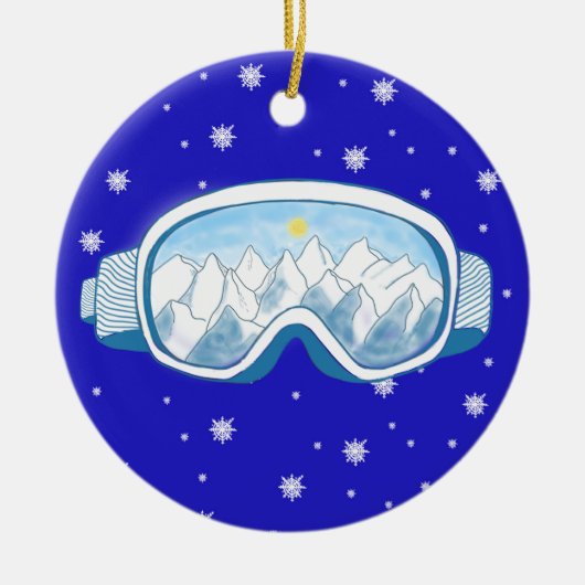 Ski Goggles Snowflake Dance Keramisch Ornament (Voorkant)