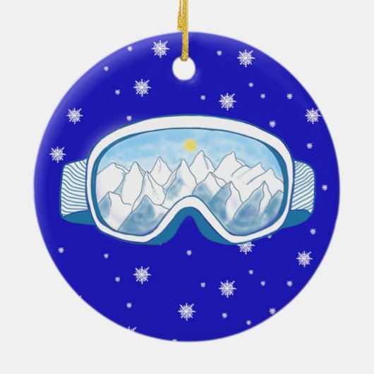 Ski Goggles Snowflake Dance Keramisch Ornament (Achterkant)