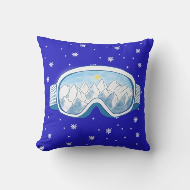 Ski Goggles Snowflake Dance Kussen (Voorkant)
