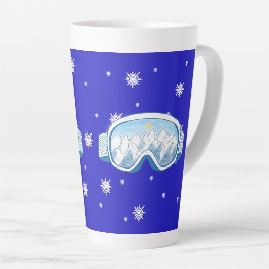 Ski Goggles Snowflake Dance Latte Mok (Rechterhoek)
