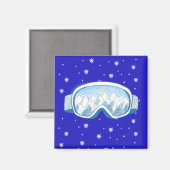 Ski Goggles Snowflake Dance Magneet (Voorkant / Achterkant)