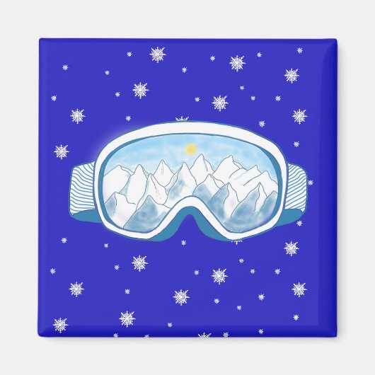 Ski Goggles Snowflake Dance Magneet (Voorkant)