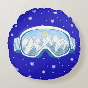 Ski Goggles Snowflake Dance Rond Kussen