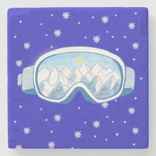 Ski Goggles Snowflake Dance Stenen Onderzetter (Voorkant)